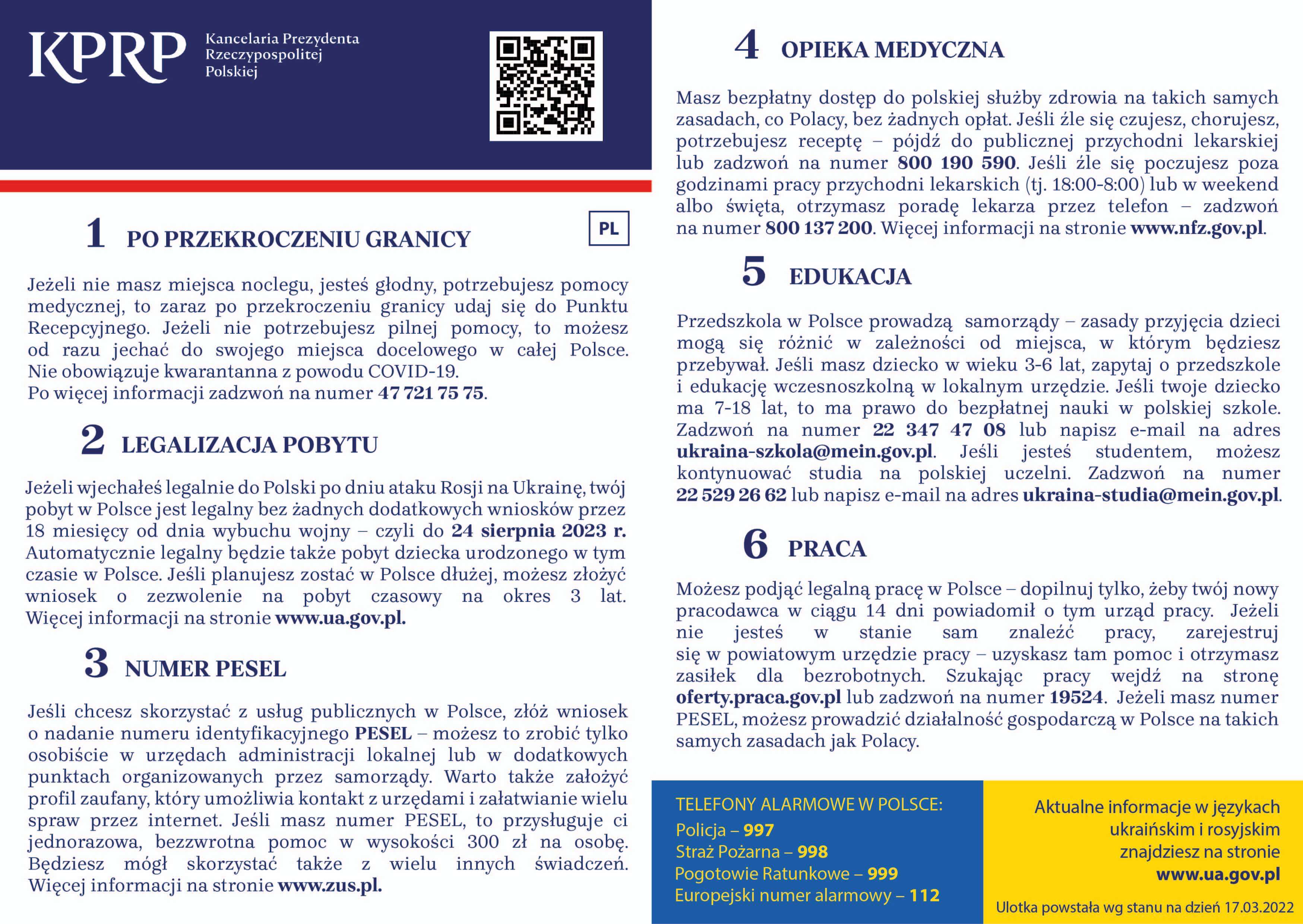 Informacje dla obywateli Ukrainy w języku polskim